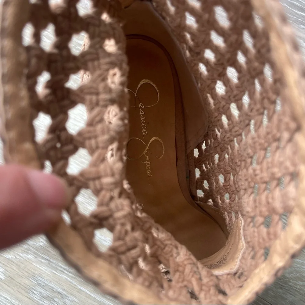 Jessica Simpson Lukkah Tan Woven Ankle Booties Size 6.5 - Picture 8 of 8